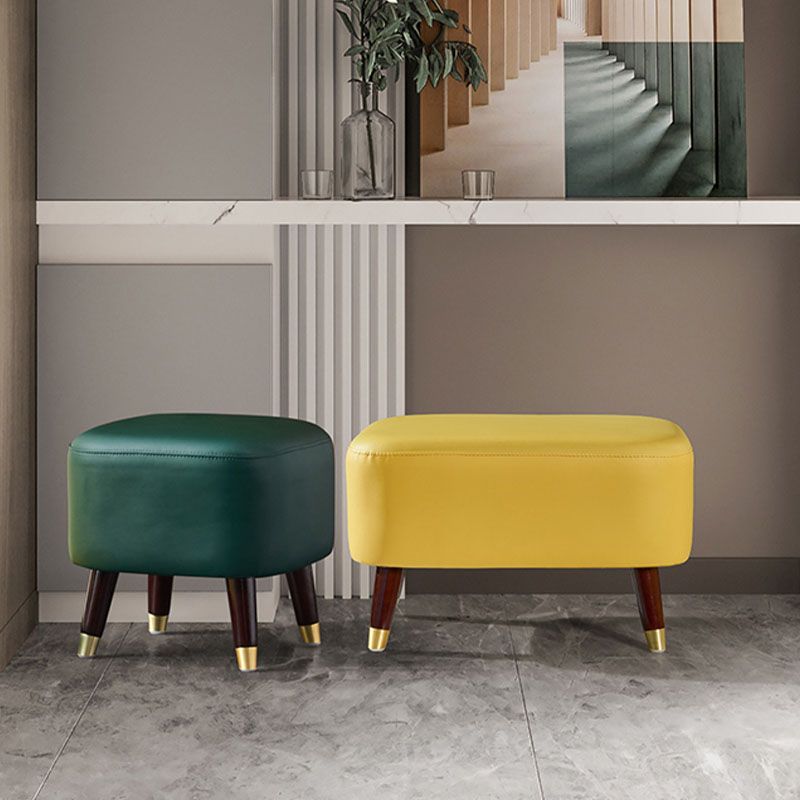 Rectangle Footstools Genuine Leather Foot Stool , 14.82 Inch Width