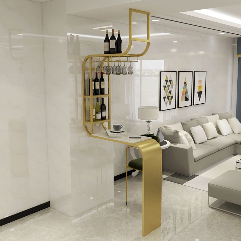 Glam White Marble Counter Table with Rectangle Table Top Pedestal Table - 42" H Clearhalo 'Bar Furniture' 'Bar Tables' 'bar_tables' 'furn' 'furn_bar_tables' 'Furniture' 'furniture_bar_tables' 'Kitchen & Dining Furniture' 1200x1200_ceb27a17-6a06-458f-8c4c-843851a6d6fd