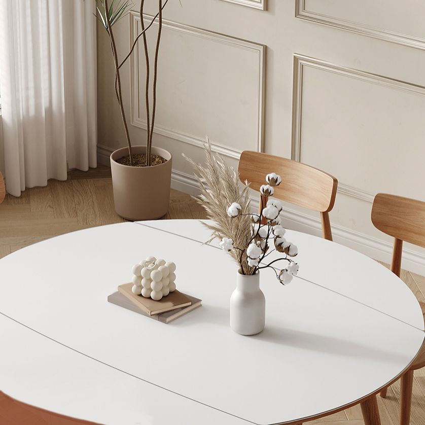 Modern White Stone Top Dining Table Extendable for Small Spaces Clearhalo 'Dining Tables & Seating' 'Dining Tables' 'dining_table' 'furn' 'furn_dining_table' 'Furniture' 'Kitchen & Dining Furniture' 1200x1200_ceb576c0-9bf7-4490-86da-9c6a214b9f95
