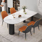Modern White and Black Dinner Table Stone Top Tripod Base Dining Table Clearhalo 'Dining Tables & Seating' 'Dining Tables' 'dining_table' 'furn' 'furn_dining_table' 'Furniture' 'Kitchen & Dining Furniture' 1200x1200_ceb59fa2-f286-4fb2-a86f-95e091d4e7b3