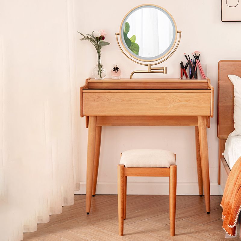 Contador de maquillaje de vidrio 18.11 "Mesas de tocador de madera maciza de ancho con 1 cajones de almacenamiento