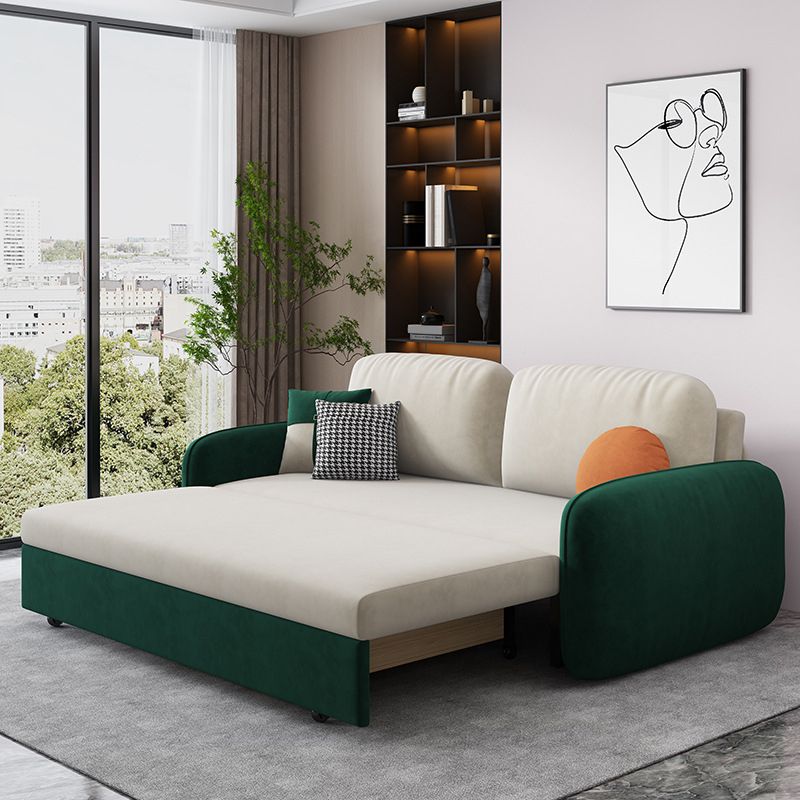 31.49" Wide Sleeper Sofa Velvet Detachable Mattress Sofa Bed with Storage