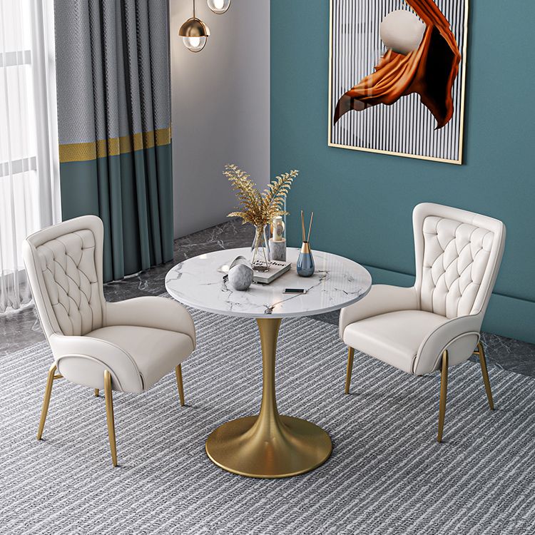 Round Shape Tulip Base Glam Dining Table White Fixed Table of Sintered Stone Clearhalo ' dining_table' 'Dining Tables & Seating' 'Dining Tables' 'furn' 'furn_dining_table' 'Furniture' 'furniture_dining_table' 'Kitchen & Dining Furniture' 'kitchen&dining_furn' 'kitchen' 'kitchen_dining_table' 1200x1200_ceb9db4e-9546-4a8c-b9eb-879a5f37a342