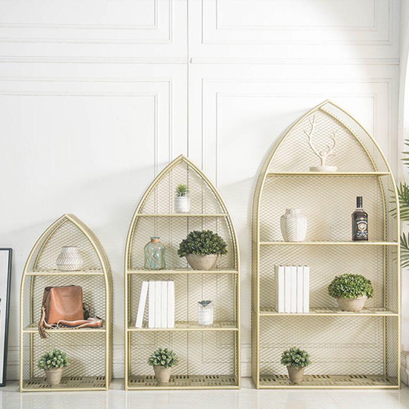 Glam Gold Bookshelf Standard Metal Bookcase with Shelves for Home Office