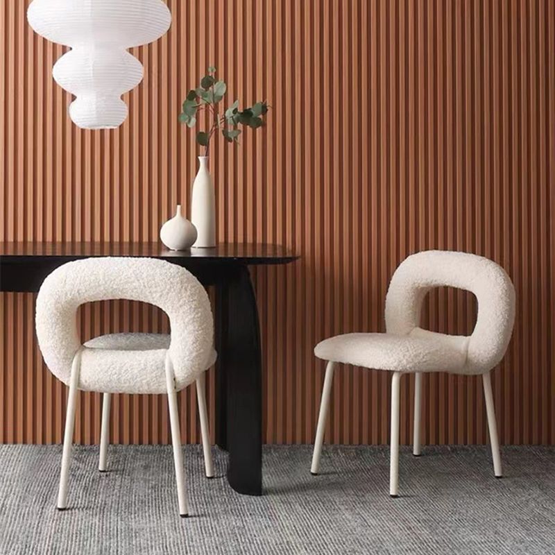 Designer Style Armless Dining Chair Open Back Side Velvet Chair with Metal Legs