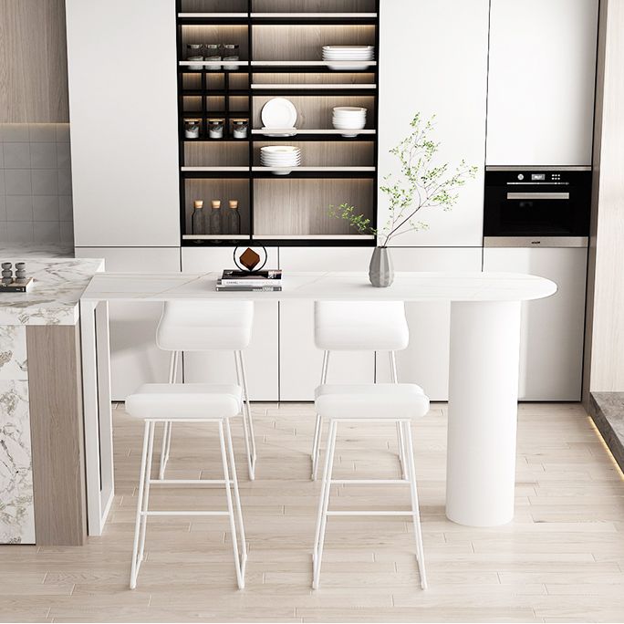 Industrial Stone Indoor Pub Bar Table Iron Double Pedestal Bar Dining Table Fixed Table Clearhalo 'Bar Furniture' 'Bar Tables' 'bar_tables' 'furn' 'furn_bar_tables' 'Furniture' 'furniture_bar_tables' 'Kitchen & Dining Furniture' 1200x1200_cebecb2c-f710-4c92-a66d-45329ed3b740