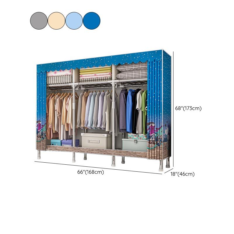 Contemporary Wardrobe Armoire with Shelves Steel Wardrobe Closet for Home Clearhalo 'Armoires & Wardrobes' 'armoires_wardrobes' 'Bedroom Furniture' 'furn' 'furn_armoires_wardrobes' 'Furniture' 1200x1200_cebed670-8e20-4fc9-b168-cc724357812f