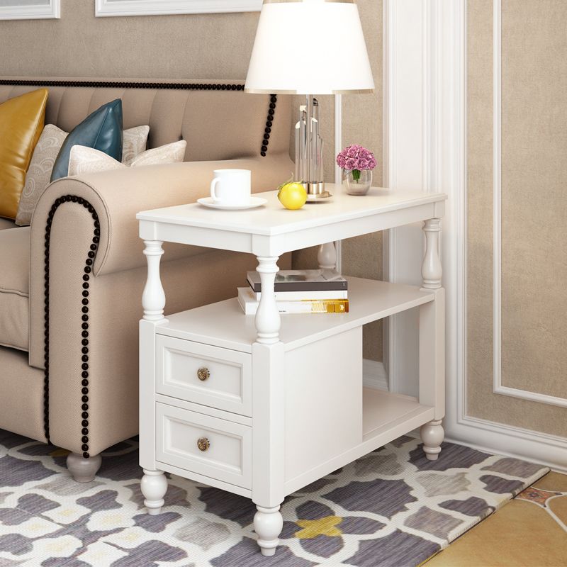 4 Legs Side Table Modern Wood Gold 2-Drawer Side End Snack Table Clearhalo 'Coffee & Accent Tables' 'End & Side Tables' 'end_side_table' 'end_side_tables' 'furn' 'furn_end_side_tables' 'Furniture' 'furniture_end_side_table' 'Living Room Furniture' 1200x1200_cebf5a54-47dc-420f-949e-fc9a2ee6bc87