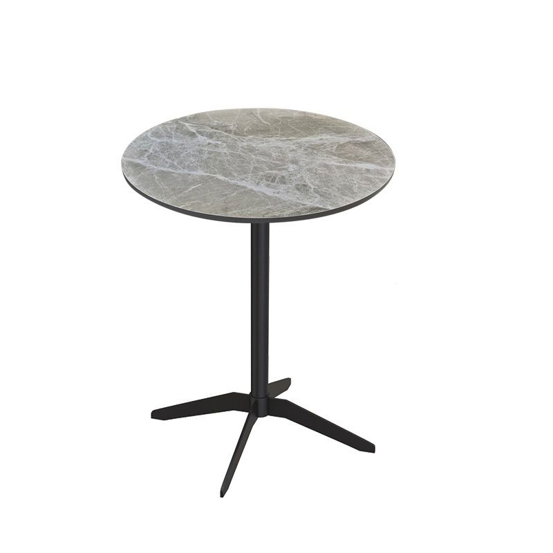 Moderne stenen cocktailtafel met zwarte voetstuk salontafel - 21.7 ''/23.6 ''