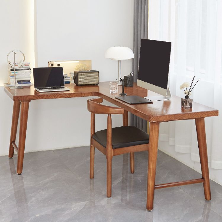 Modern Solid Wood Writing Desk Corner 29.53-inch Tall Office Desk with H-Shape Base Clearhalo 'furn' 'furn_office_desk' 'Furniture' 'Office Desks' 'Office Furniture' 'office_desk' 1200x1200_cec2f975-12a2-4fef-926d-22e91cd56686