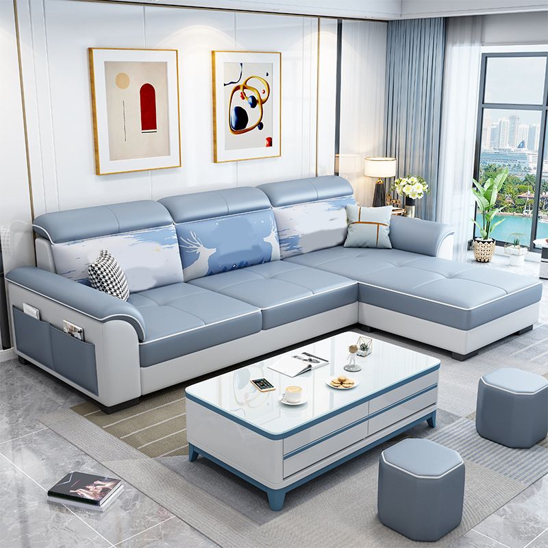 L-Shape Flared Arms Sectional 3-seat Faux Leather Sofa with Storage Clearhalo 'furn' 'furn_sectionals' 'Furniture' 'furniture_sectionals' 'Living Room Furniture' 'Sectionals' 1200x1200_cec351e8-feed-4178-b002-29d9138dfd51