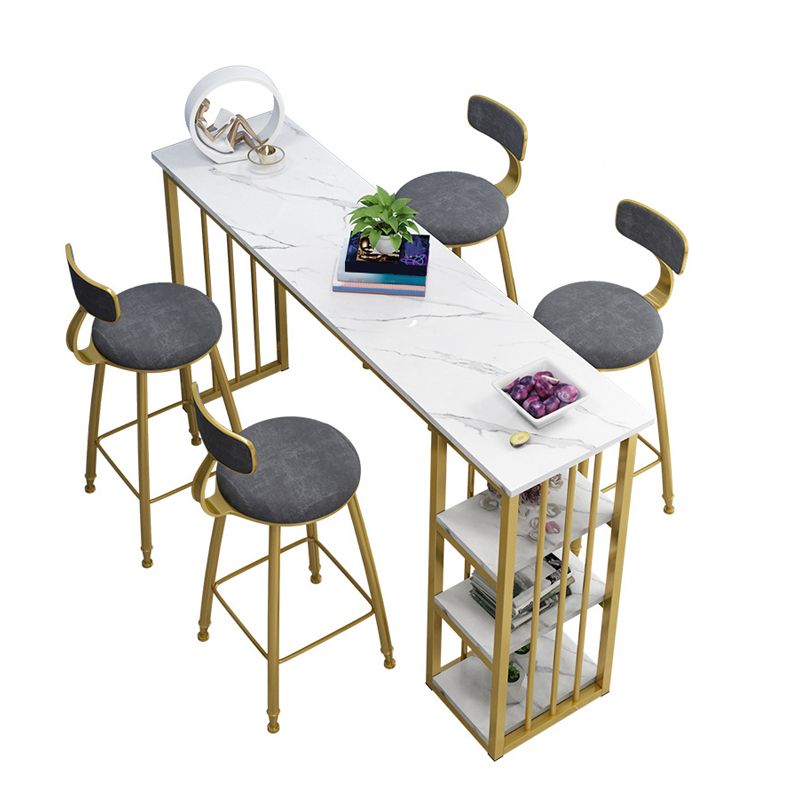 Marble Color Top Bar Table 42-inch Height Glam Style Bistro Table Clearhalo 'Bar Furniture' 'Bar Tables' 'bar_tables' 'furn' 'furn_bar_tables' 'Furniture' 'Kitchen & Dining Furniture' 1200x1200_cec94c87-8356-4fd7-b568-5bd754fda260