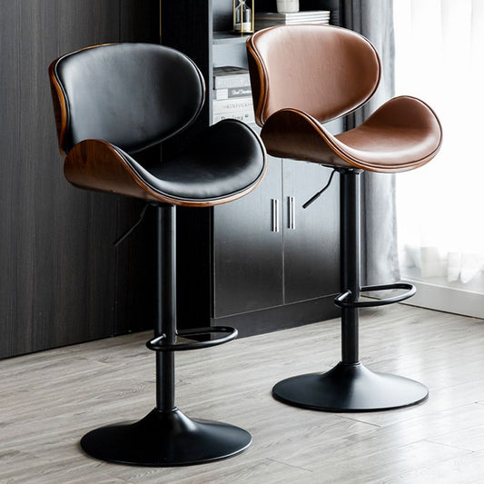 Scandinavian Adjustable Height Swivel Counter Stools Leather Wood Bar Stools (1 Piece) Clearhalo 'Bar Furniture' 'Bar Stools' 'bar_stools' 'furn' 'furn_bar_stools' 'furniture_bar_stools' 'Kitchen & Dining Furniture' 'kitchen&dining_furn' 'kitchen' 'kitchen_furn' Furniture' 1200x1200_ceca4bb5-b9c3-4a5c-baca-aa626dc5a28e