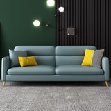 Sofá de brazo cuadrado moderno de cuero de cuero sintético con almohada cosida con almohada cosida