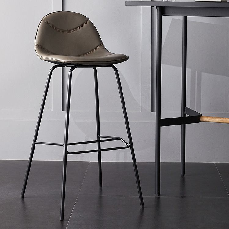 Industrial Leather Iron Counter Stools Low Back Bar Stools with 4 Legs for Kitchen Clearhalo 'Bar Furniture' 'Bar Stools' 'bar_stools' 'furn' 'furn_bar_stools' 'furniture_bar_stools' 'Kitchen & Dining Furniture' 'kitchen&dining_furn' 'kitchen' 'kitchen_furn' Furniture' 1200x1200_cecb255f-1184-42c0-a551-414493cdcd65