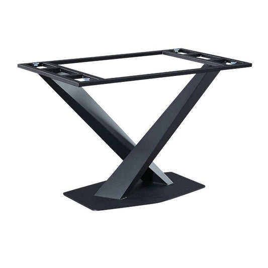 Rectangle Traditional Luxury Dining Table Sintered Stone Table with Black Metal Pedestal Base