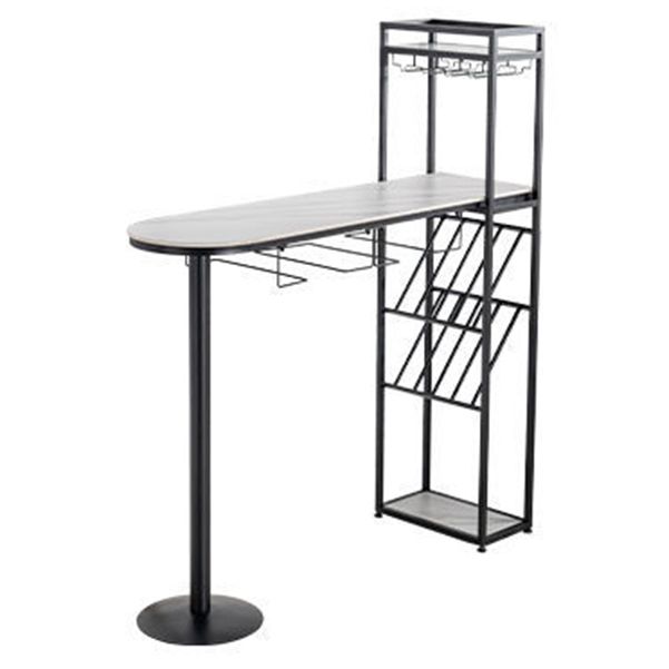 White Stone Bar Dining Table Traditional Luxury Bar Dining Table with Sled Base Clearhalo 'Bar Furniture' 'Bar Tables' 'bar_tables' 'furn' 'furn_bar_tables' 'Furniture' 'furniture_bar_tables' 'Kitchen & Dining Furniture' 1200x1200_ceccc77e-7e11-495f-9bfc-115ccd31b08c