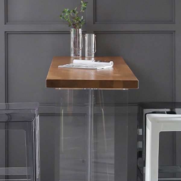 Modern Solid Wood Acrylic Base Bar Table for Kitchen Dining Room Clearhalo 'Bar Furniture' 'Bar Tables' 'bar_tables' 'furn' 'furn_bar_tables' 'Furniture' 'Kitchen & Dining Furniture' 1200x1200_cece2477-804b-4da2-a85b-1d48677fe9b8