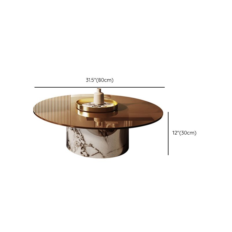 Round No Distressing Coffee Table Glass Pedestal Tropical Single Coffee Table Clearhalo 'Coffee & Accent Tables' 'Coffee Tables' 'coffee_tables' 'furn' 'furn_coffee_tables' 'Furniture' 'Living Room Furniture' 1200x1200_cecfc66b-1e5b-4009-95da-37f962f470cf