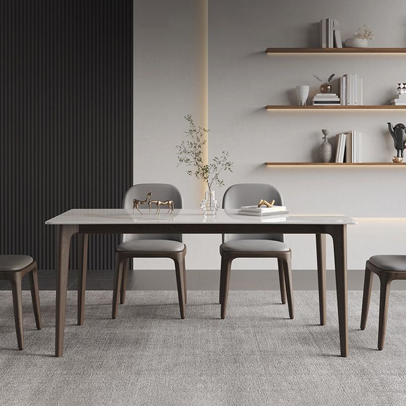 Rectangle Dining Table Mid-Century Modern Dining Table with Solid Wood Base