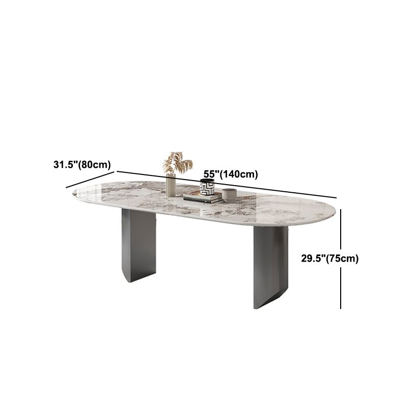 Stone Dining Table Traditional Luxury Dining Table with Double Pedestal Clearhalo 'Dining Tables & Seating' 'Dining Tables' 'dining_table' 'furn' 'furn_dining_table' 'Furniture' 'Kitchen & Dining Furniture' 1200x1200_ced412f3-3f97-4e81-ab77-bb88c6e8847c