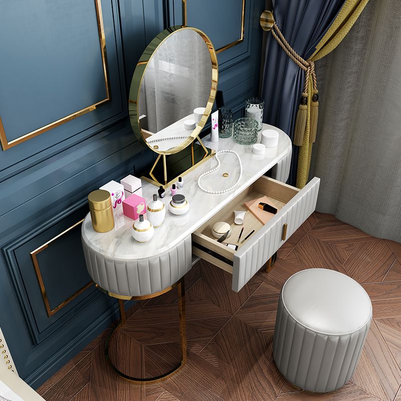 Glam Slate Top Vanity Dressing Table Set White Make-up Vanity Clearhalo 'Bedroom Furniture' 'furn' 'furn_makeup_vanities' 'Furniture' 'Makeup Vanities' 'makeup_vanities' 1200x1200_ced572ec-6354-4b7f-9532-18041cffbb07
