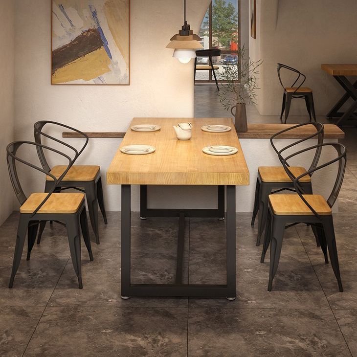 Dining Room Solid Wood Dining Table Rectangle Industrial Dinner Table Clearhalo 'Dining Tables & Seating' 'Dining Tables' 'dining_table' 'furn' 'furn_dining_table' 'Furniture' 'Kitchen & Dining Furniture' 1200x1200_ced72a09-238b-4105-8dd7-3d88303b06e5