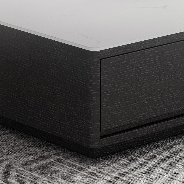 Soporte de TV de piedra y madera contemporánea de medios de televisión flotantes