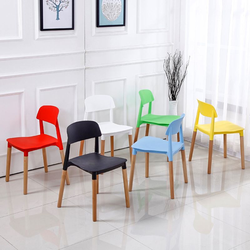 Home Plastic Armless Dining Chair Open Back Dining Side Chairs with Wood Legs Clearhalo ' kitchen&dining_furn' 'Dining Chairs' 'Dining Tables & Seating' 'dining_chair' 'furn' 'furn_dining_chair' 'Furniture' 'furniture_dining_chair' 'Kitchen & Dining Furniture' 'kitchen' 1200x1200_ced7b745-da57-4111-b6f4-7b862f9315fb