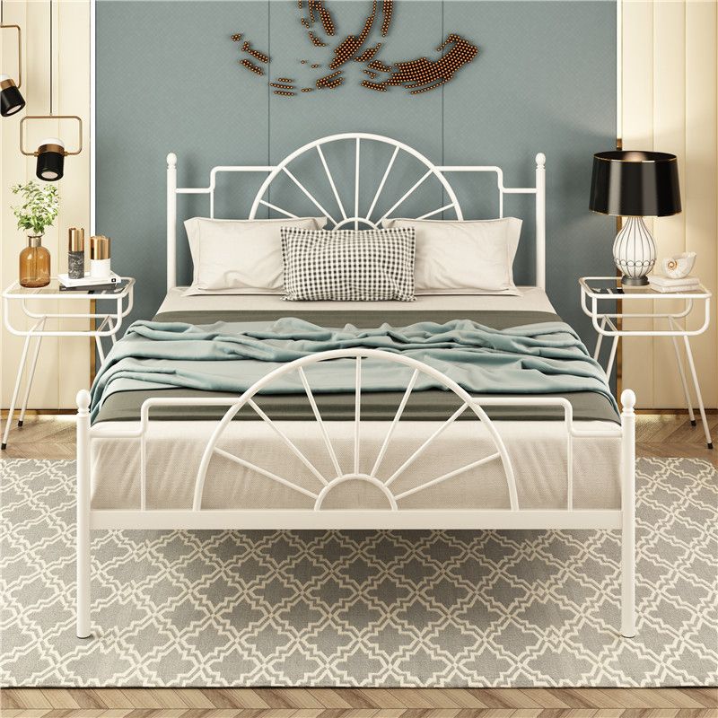 Modern Metal with Headboard with Metal Legs Camelback Open-Frame Bed