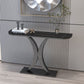 12 inch Wide Glam Accent Table Half Moon Shape Metal Console Table for Hall Clearhalo 'Console Tables' 'console_tables' 'Entry & Mudroom Furniture' 'furn' 'furn_console_tables' 'Furniture' 1200x1200_cedf9ea4-e9d9-4af7-88d8-0bd2cd9c71e1
