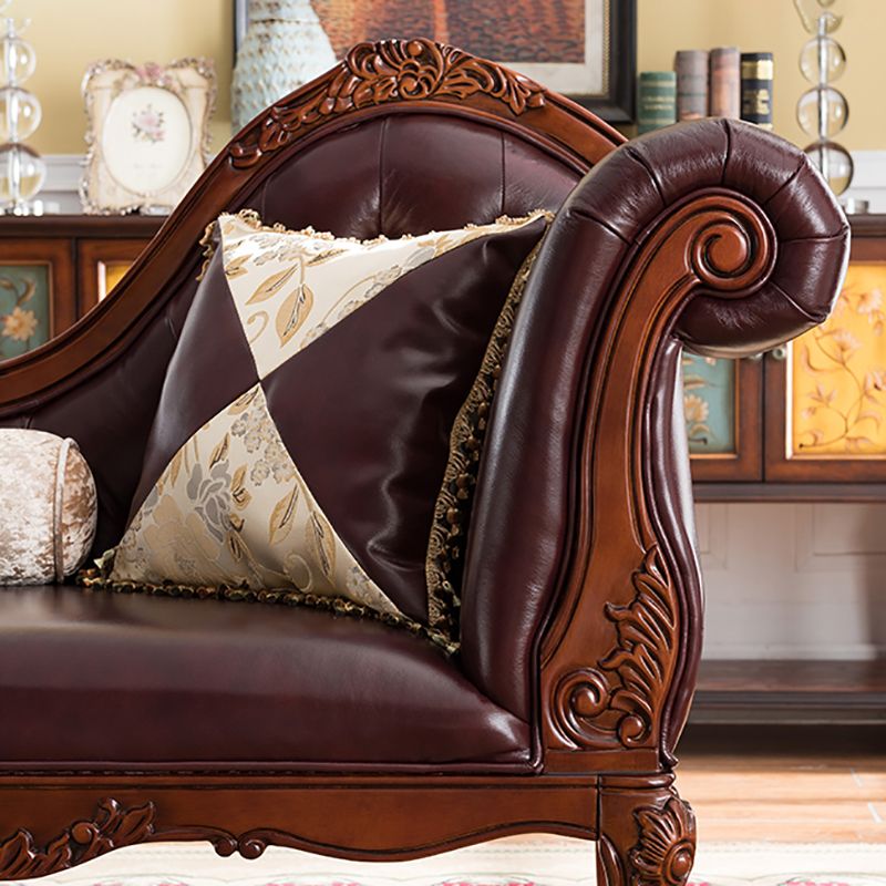 Traditional Dark Brown Genuine Leather Chaise Rolled Arms Tufted Accent Chair Clearhalo 'Chairs & Seating' 'Chaise Lounge' 'chaise_lounge' 'furn' 'furn_chaise_lounge' 'Furniture' 'Living Room Furniture' 1200x1200_cee20478-73c8-4871-8140-0d80f3cc3939