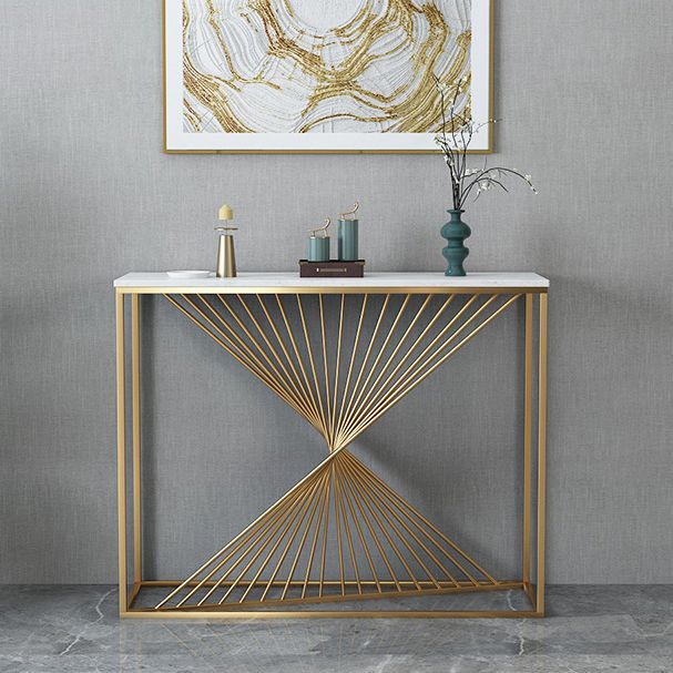 Glam Marble Console Table 12" W White Rectangle Sofa Table for Hall Clearhalo 'Console Tables' 'console_tables' 'Entry & Mudroom Furniture' 'furn' 'furn_console_tables' 'Furniture' 1200x1200_cee3f861-d8d2-4359-903c-d08d92d92db1