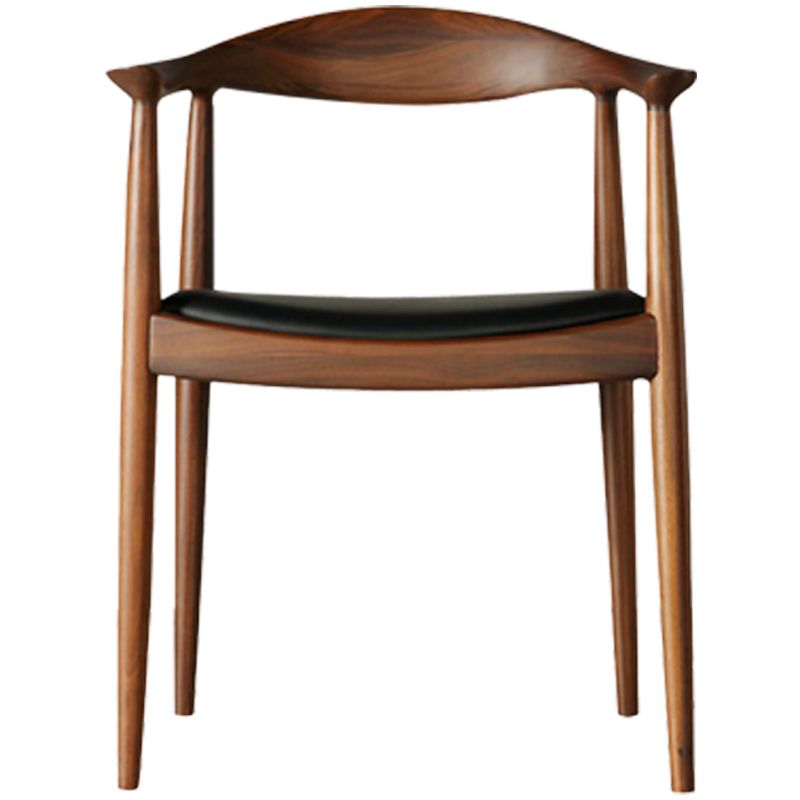 Eigentijdse rubberwood open stoel stoel natuurlijk lederen eetkamerstoel