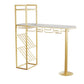 Glam Gold Iron Bar Table Faux Marble White Top 41.3"H Bistro Table with Wine Rack Clearhalo 'Bar Furniture' 'Bar Tables' 'bar_tables' 'furn' 'furn_bar_tables' 'Furniture' 'furniture_bar_tables' 'Kitchen & Dining Furniture' 1200x1200_cee6df78-45a6-45a3-8f2f-aef46e89af6a
