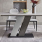 Rectangle Stone Top Dining Table Metal Pedestal Dining Table for Dining Room Clearhalo 'Dining Tables & Seating' 'Dining Tables' 'dining_table' 'furn' 'furn_dining_table' 'Furniture' 'Kitchen & Dining Furniture' 1200x1200_cee768c2-0bdd-4432-8d09-d227a55a951f
