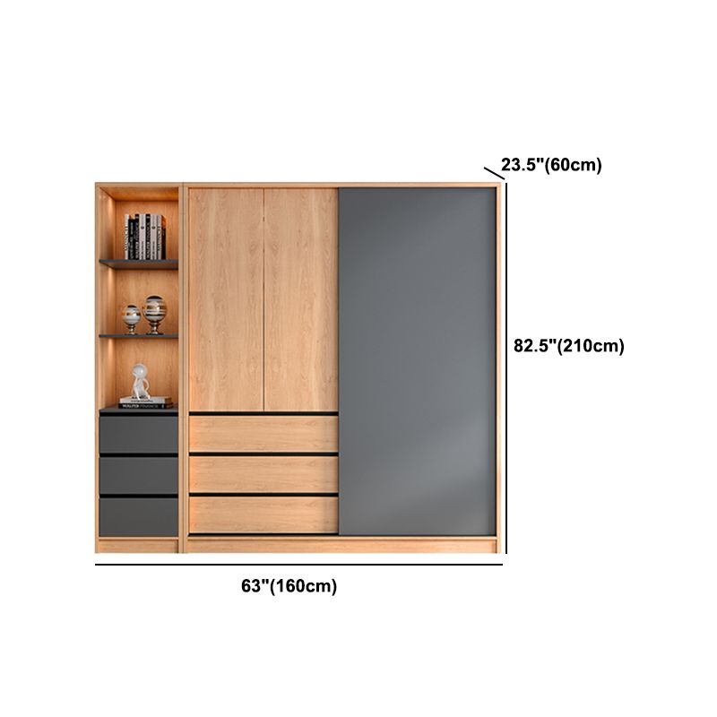 Engineered Wood Wardrobe Cabinet With Drawer Modern Wardrobe Armoire Clearhalo 'Armoires & Wardrobes' 'armoires_wardrobes' 'Bedroom Furniture' 'furn' 'furn_armoires_wardrobes' 'Furniture' 1200x1200_cee8995b-e66b-434e-a653-4063dcb7b5cf