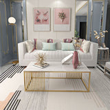 Tavolino rettangolo in stile glam con top in marmo e base di cornice di ferro