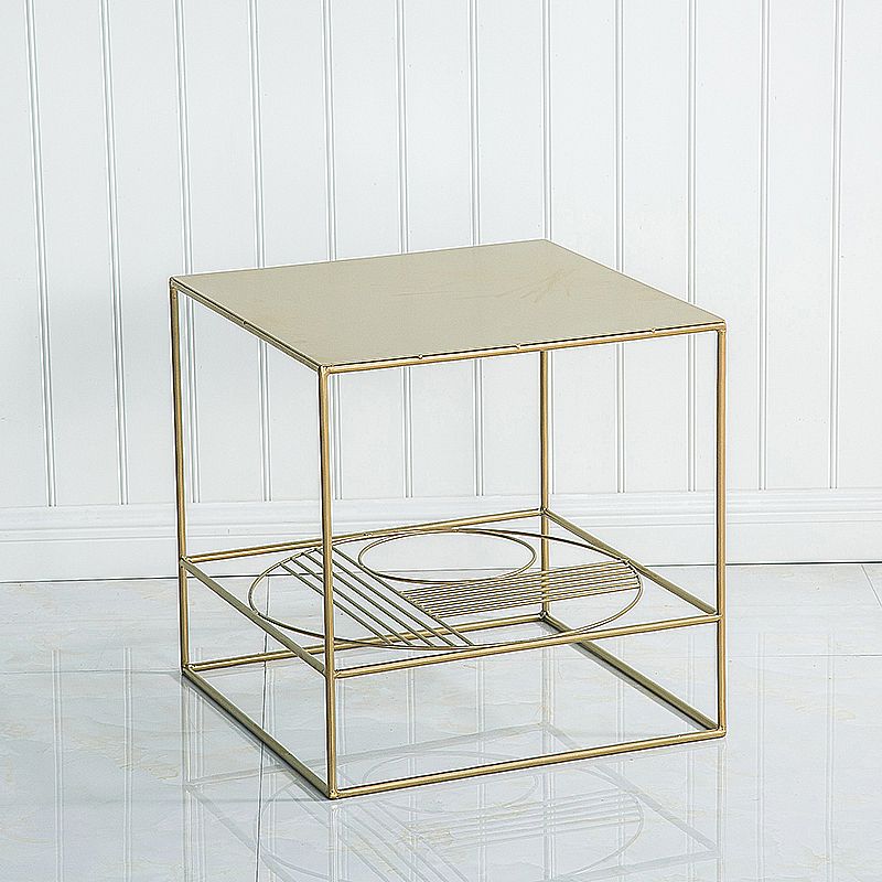 Brass Iron Frame Coffee Table Mid-Century Modern 17.7" W Square Cocktail Table Clearhalo 'Coffee & Accent Tables' 'Coffee Tables' 'coffee_tables' 'furn' 'furn_coffee_tables' 'Furniture' 'Living Room Furniture' 1200x1200_ceea4736-529e-4564-8b68-ca538f71dc2b