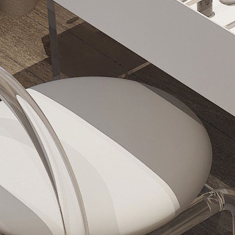 Modern 29.53" H Clear Acrylic Vanity Table Set with Mirror and Stool in White