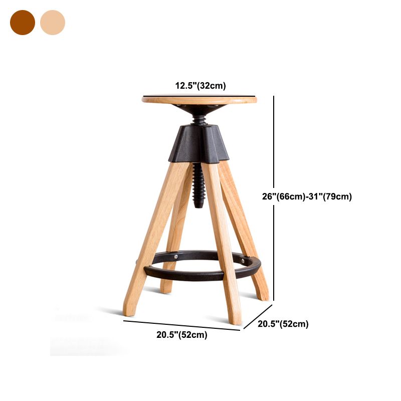 Contemporary Adjustable Height Bar Stool Rubberwood Solid Wood Bar Stool Clearhalo 'Bar Furniture' 'Bar Stools' 'bar_stools' 'furn' 'furn_bar_stools' 'Furniture' 'Kitchen & Dining Furniture' 1200x1200_ceed2ad7-2f98-4d6d-9a46-65c77603c109
