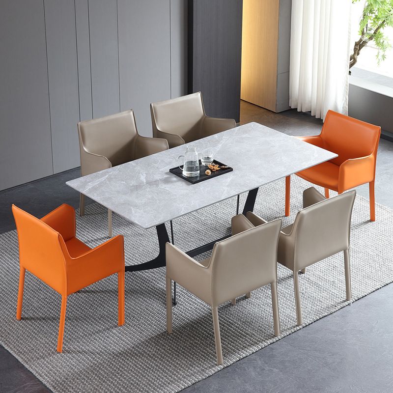 Esszimmer gepolsterter Armstuhl Kunstleder Parsons Stuhl