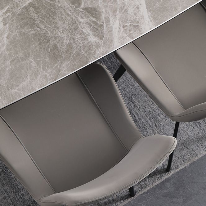 Minimalist Style Faux Leather Dining Chairs Solid Back Armless Side Chairs (Set of 2) Clearhalo ' kitchen&dining_furn' 'Dining Chairs' 'Dining Tables & Seating' 'dining_chair' 'furn' 'furn_dining_chair' 'Furniture' 'furniture_dining_chair' 'Kitchen & Dining Furniture' 'kitchen' 1200x1200_ceef7465-d968-45e6-8aea-f20054daad05