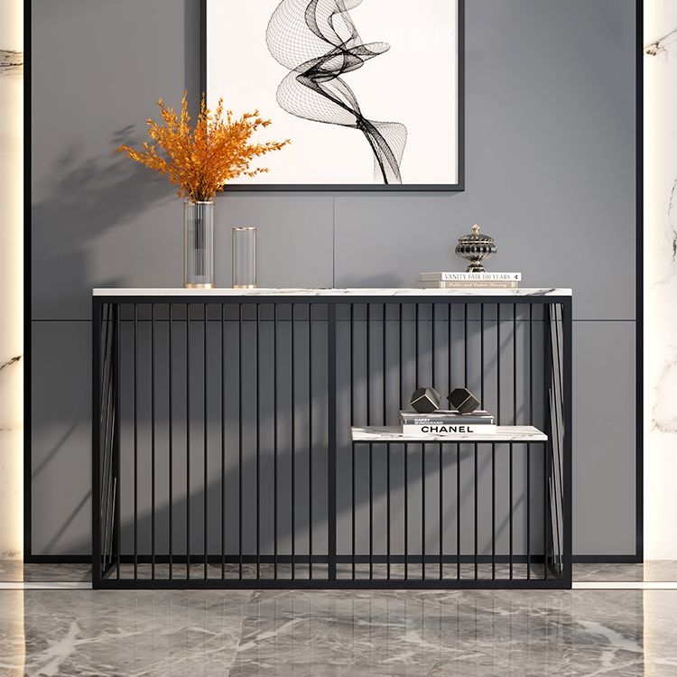 Tavolo da divano di divano console in pietra contemporanea tavolo da estremità resistente alle macchie per la sala