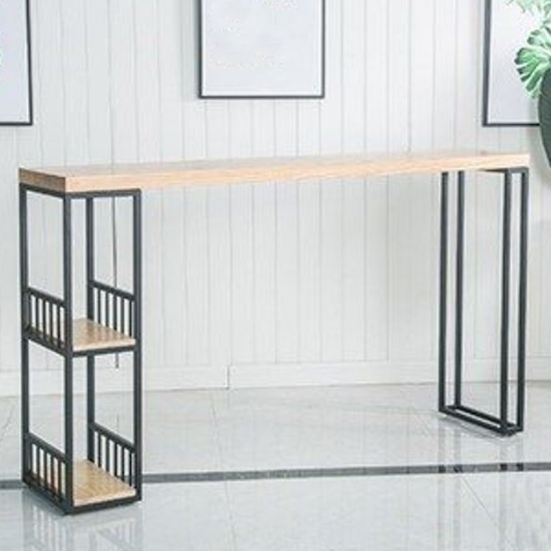 Tavolo da bar rettangolo in stile glam in legno massiccio tavolo da pranzo a barra piedistallo doppia con conservazione