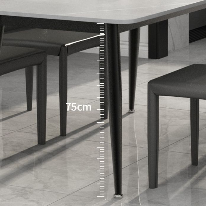 Modern Rectangle Stone Table Standard Height Dining Table with 4 Legs
