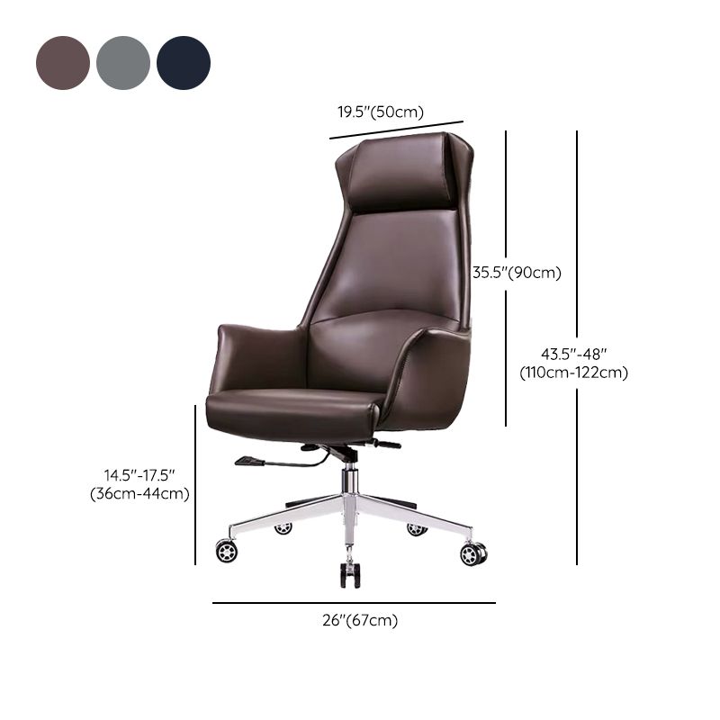 Modern Desk Chair High-Back Leather Computer Chair with Wheels Clearhalo 'furn' 'furn_office_chair' 'Furniture' 'Office Chairs' 'Office Furniture' 'office_chair' 1200x1200_cef05ccc-9030-49ba-959d-ac6c53de3951