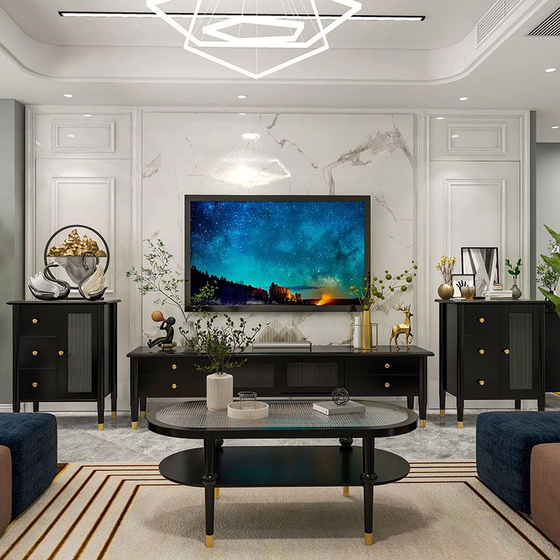 Enclosed Storage TV Media Stand Wooden Media Console with Drawers Clearhalo 'furn' 'furn_tv_stands_entertainment_centers' 'Furniture' 'Living Room Furniture' 'TV Stands & Entertainment Centers' 'TV Stands & Media Storage Furniture' 'tv_stands_entertainment_centers' 1200x1200_cef0aea0-78f0-45e3-a51a-17dbe9d2270c