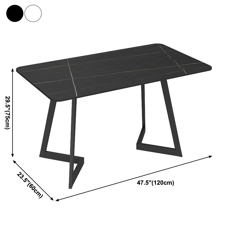 Metal Industrial Rectangle Dining Table Sintered Stone Table with Sled Base Clearhalo ' dining_table' 'Dining Tables & Seating' 'Dining Tables' 'furn' 'furn_dining_table' 'Furniture' 'furniture_dining_table' 'Kitchen & Dining Furniture' 'kitchen&dining_furn' 'kitchen' 'kitchen_dining_table' 1200x1200_cef125f0-a783-42f2-a7eb-9216580f93b6