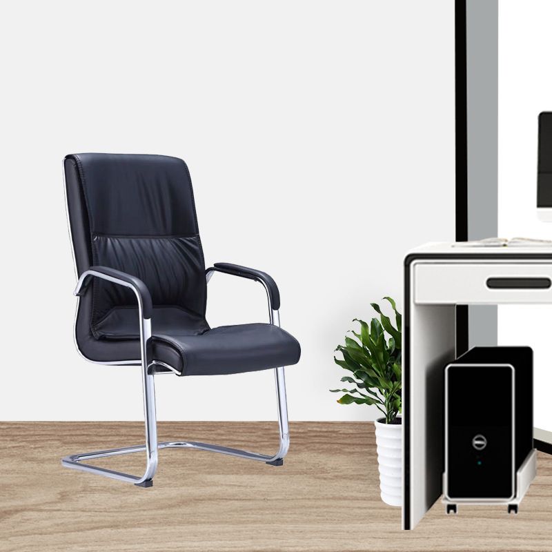 Middle/High Back Ergonomic Task Chair Fixed Arms Leather Desk Chair Clearhalo 'furn' 'furn_office_chair' 'Furniture' 'Office Chairs' 'Office Furniture' 'office_chair' 1200x1200_cef16c8b-c8e7-4406-990b-022010b2f681